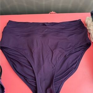 Land’s End Women's Purple High-Waisted Swim Bottom